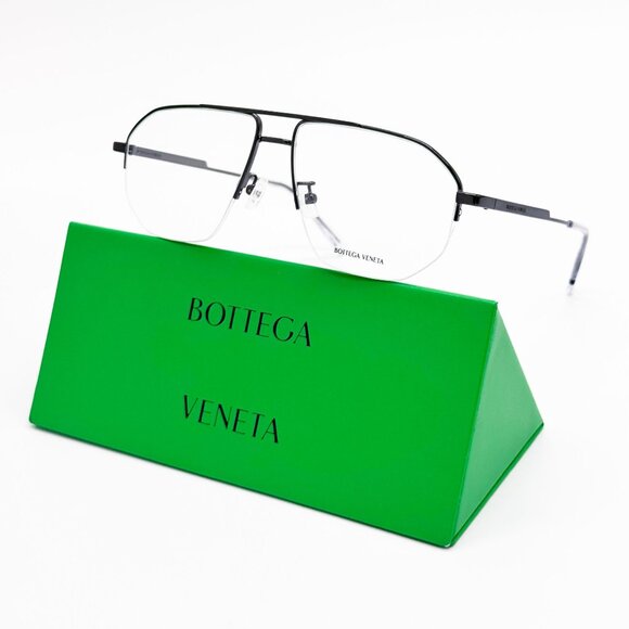 NEW BOTTEGA VENETA EYEGLASSES BV1109O 001 BLACK AVIATOR UNISEX EYEWEAR - Picture 2 of 8